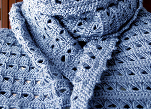 wearing a broomstick lace scarf
