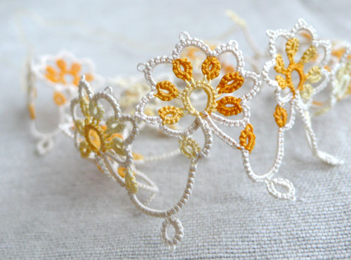 Yellow and white tatting