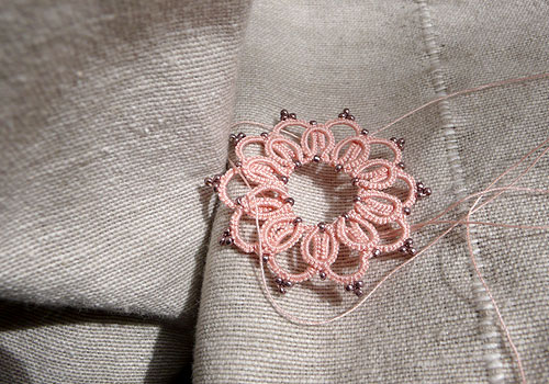 pink tatting in the sun